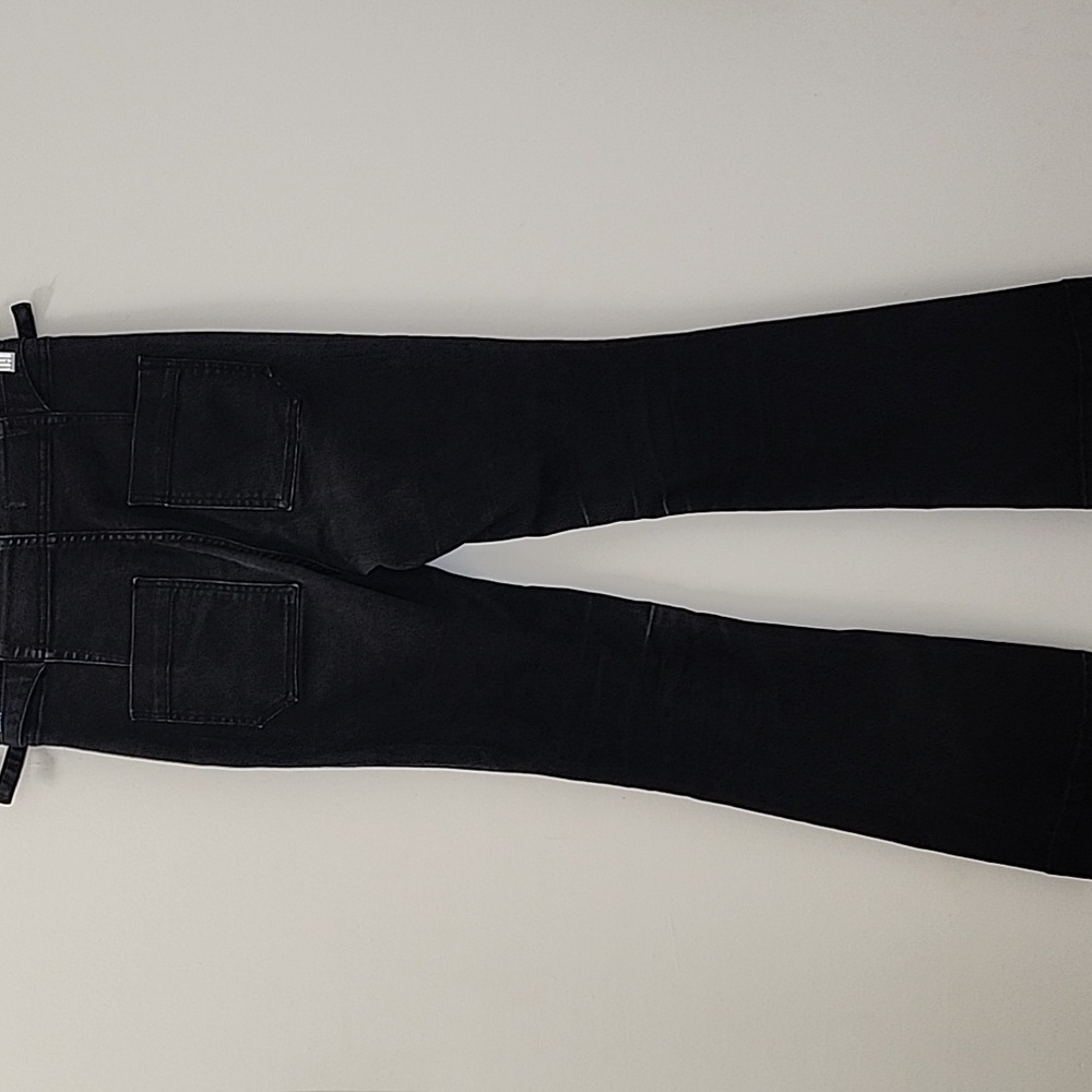 Anthropologie  Patch Pocket Pilcro The Icon Wide Leg Flare Jeans Black  28 - Picture 11 of 16